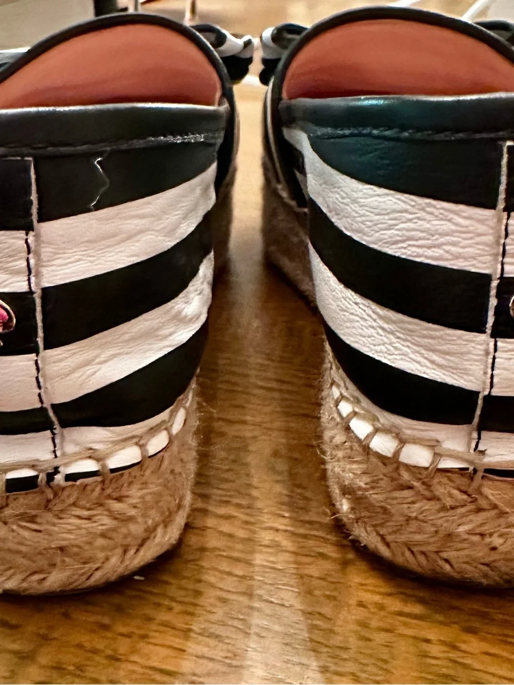 Kate Spade Black & White Striped Women’s Slip-On Espadrille with Bow